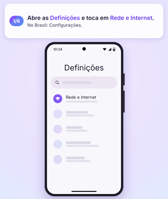 Animação: num Google Pixel, abre as Definições > Rede e Internet > SIMs e escolhe o eSIM de viagem; no topo vês o total de dados usados; toca em Utilização de dados de apps para veres o gráfico e os dados de cada app; volta atrás, toca em Limite e aviso de dados, ativa Definir aviso de dados, toca em Aviso de dados, introduz 18 GB e toca em Definir.