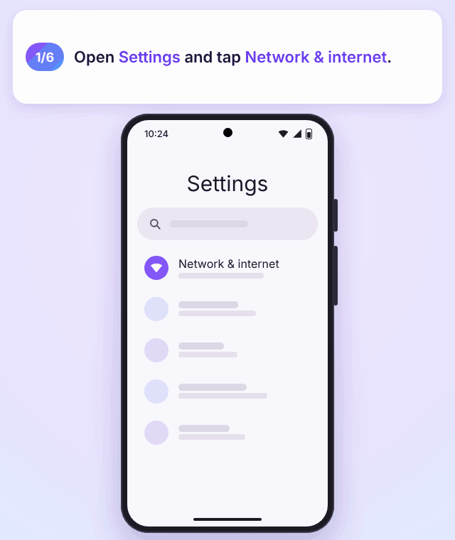 Animation: on a Google Pixel, open Settings > Network & internet > SIMs and pick the travel eSIM; the total data used is at the top; tap App data usage to see the graph and the data each app used; go back, tap Data warning & limit, turn on Set data warning, tap Data warning, enter 18 GB and tap Set.